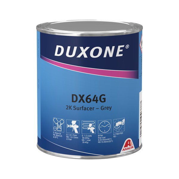 Duxone DX64G 2K — серый универсальный грунт-наполнитель с высоким сухим остатком